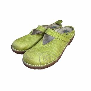 El Naturalista Green Leather Mary Jane Clogs EU 40